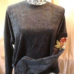 Dark grey velvety soft crop top sweater
